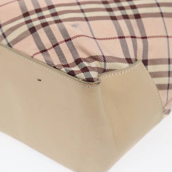 BURBERRY Nova Check Blue Label Tote Bag Nylon Beige Pink Silver Auth ti2039 - Picture 15 of 16